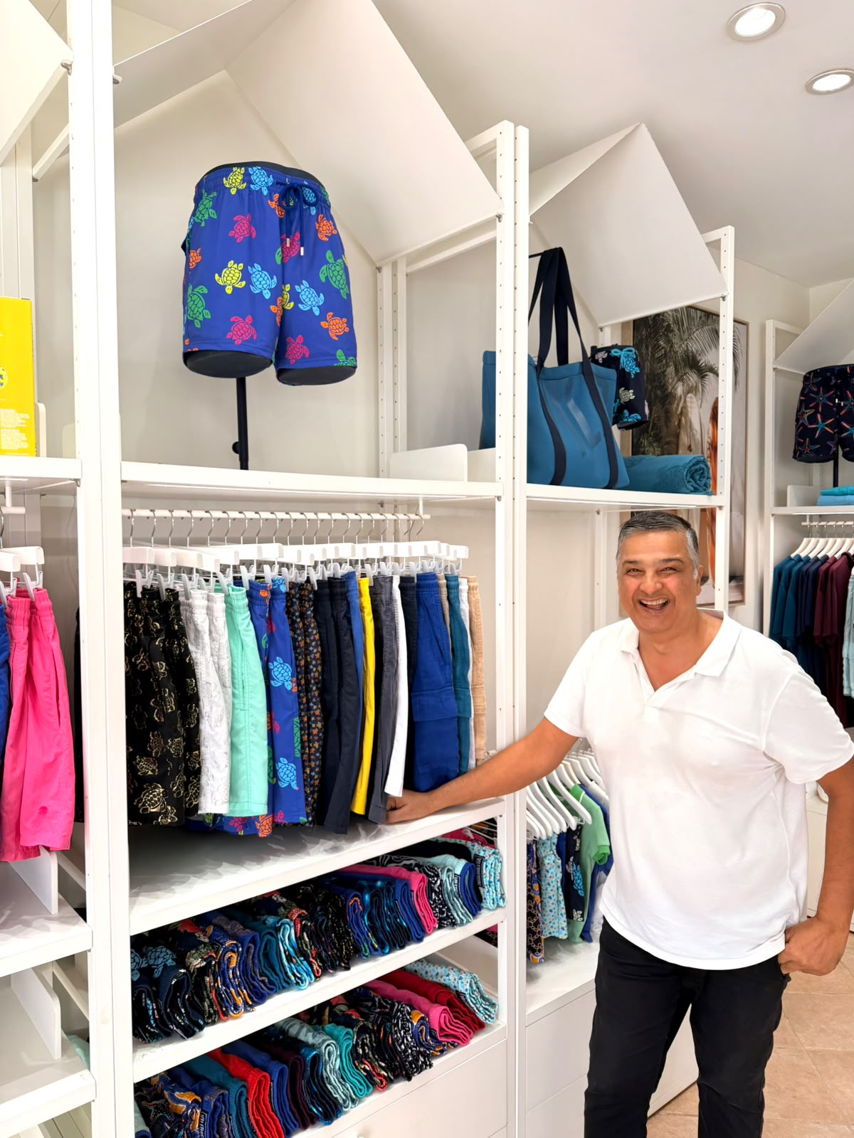 Henri and the team inside the Vilebrequin boutique next to Le Dutch.